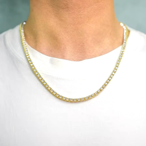 4mm Wide Tennis Link Chain Iced Out 20” - Picture 1 of 4